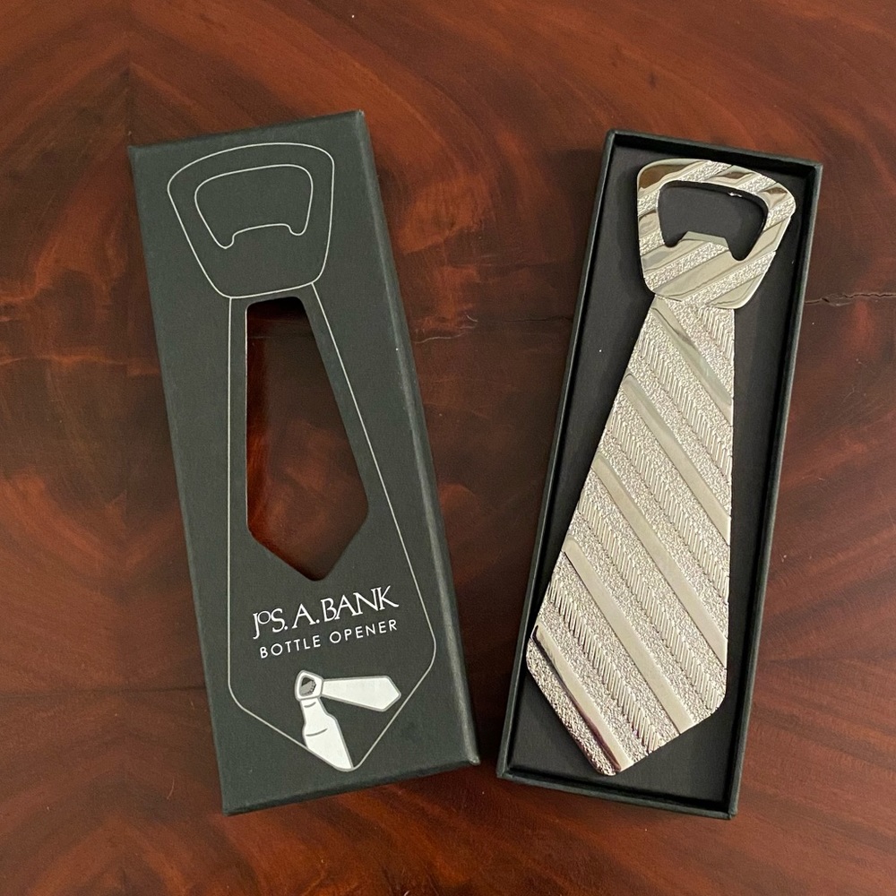 Jos. A. Bank Tie Metal Bottle Opener New in Box with Tag